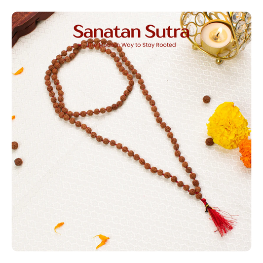 5 Mukhi Rudraksha Mala - 7mm, 108+1 beads